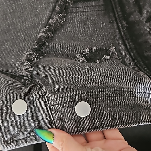 POL Distressed Rhinestone Denim Jacket - Picture 9 of 9